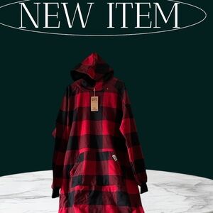 Lazy One Red and Black Plaid Hooded Sleeping hoodie dress